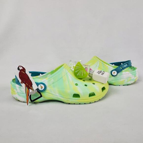 Crocs Margaritaville Clogs M10 / W12 Green Yellow Jibbitz Jimmy Buffett Slip On - Picture 9 of 14